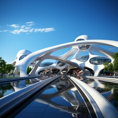 Obraz premium Modern and futuristic architecture. Generative AI