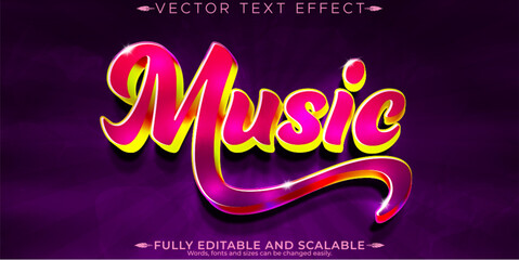 Music club text effect, editable party and disco text style