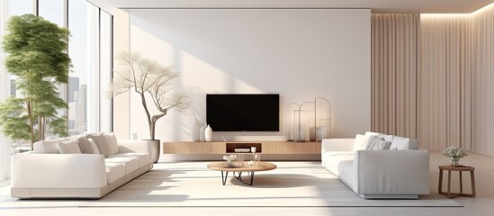 Luxurious modern living room with AC, mockup, .