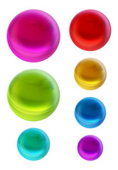 Set of round shape sphere ball or button in 3d rendering isolated on transparent background for decoration and design element concept.