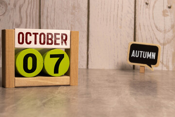 October Month, Appointment date with number cube design for background. Date 7.