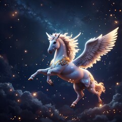 Naklejka na ściany i meble Pegasus horse in the night sky