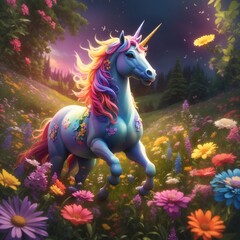 Unicorn on a green background