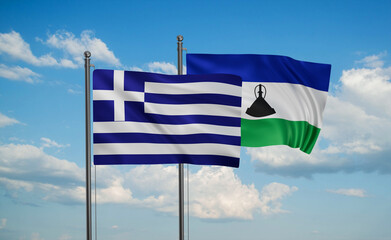 Lesotho and Greece flag