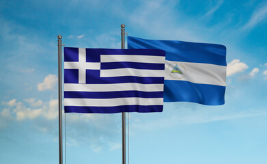 Nicaragua and Greece flag