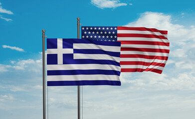 USA and Greece flags
