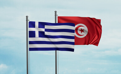 Tunisia and Greece flag