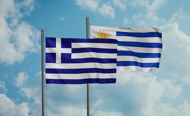 Uruguay and Greece flag