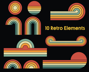 set of 10 retro elements, Retro Elements, Retro Graphics, Retro Sublimations, © JK2507