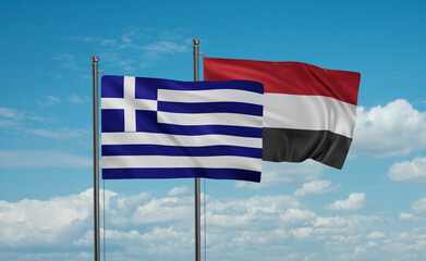 Yemen and Greece flag
