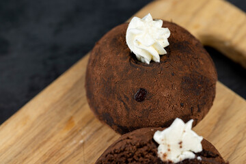 chocolate cake potatoes on the table