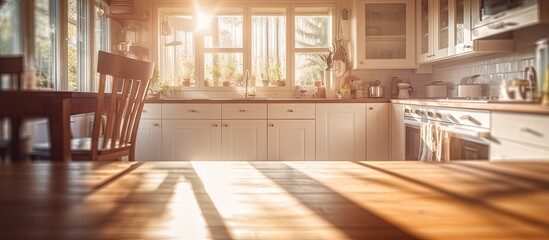 Kitchen in sunlight with a hazy appearance