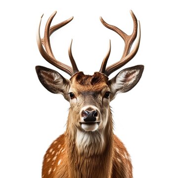 Cute deer wildlife animal white background AI generated image