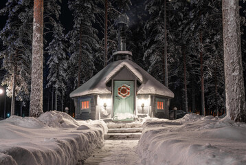 Snowy Cottage in the Woods