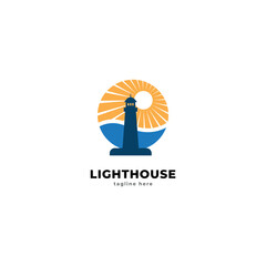 Lighthouse logo template. Building of lighthouse logo vector