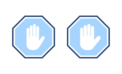 Stop icon vector. stop road sign. hand stop sign and symbol. Do not enter stop red sign with hand
