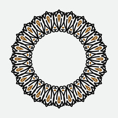 Circular baroque pattern. Round floral ornament. Vintage frame. Greeting card. Wedding invitation. Retro style. Vector logo template, labels and badges