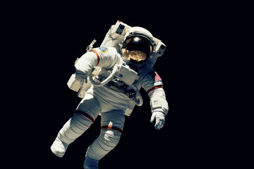 Fototapeta na wymiar Astronaut, Space tourist in space suit in cosmos. a man in a spacesuit flies in weightlessness