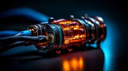 Fototapeta na wymiar Brilliant Illumination: Redesigned Electric Lamp with Powerful LED Bulb & Isolated Glass Tube, generative AI