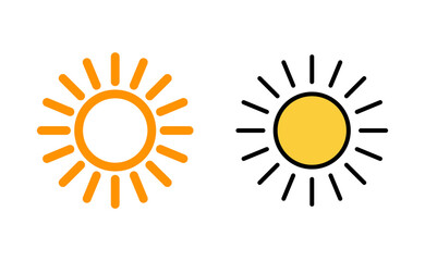 Sun icon set for web and mobile app. Brightness sign and symbol.