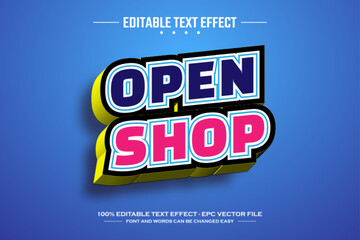 Open shop 3D editable text effect template