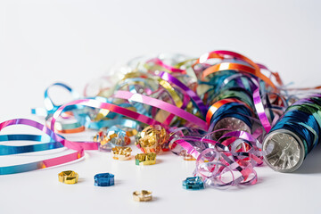 Illustration of new years party favors streamers and ribbons