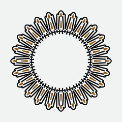 Circular baroque pattern. Round floral ornament. Vintage frame. Greeting card. Wedding invitation. Retro style. Vector logo template, labels and badges