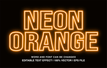 Neon orange editable text effect template, neon light futuristic typeface, premium vector