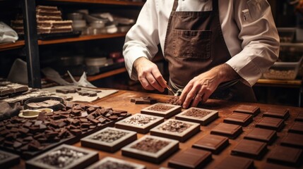 chocolatier crafting artisanal chocolates generative ai - obrazy, fototapety, plakaty