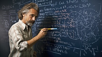 mathematics professor solving complex equations on a whiteboard generative ai - obrazy, fototapety, plakaty