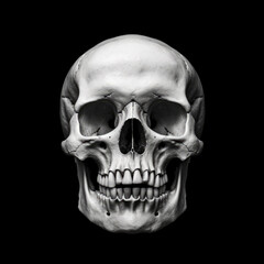 Human skull on black