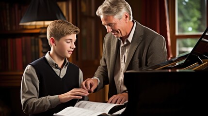 music professor teaching a piano lesson generative ai