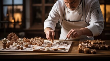 pastry chef crafting delicate desserts with intricate designs generative ai