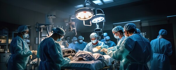 Operating room scene with surgeons Generative AI