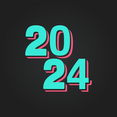 Typography text 2024 glow in the dark trendy elegant Vector illustration.