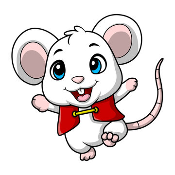 Cute mouse cartoon wearing chinese traditional costume