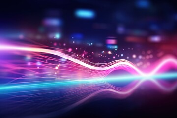 abstract futuristic background with pink blue glowing neon moving high speed wave lines and bokeh lights. Data transfer concept Fantastic wallpaper