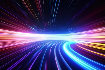 Obraz premium abstract futuristic background with gold PINK blue glowing neon moving high speed wave lines and bokeh lights. Data transfer concept Fantastic wallpaper
