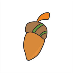 
Acorn cartoon isolated vector illustration on white background. Oak tree fruit. Realistic cartoon acorn illustration.
