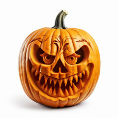 Craving Pumpkin with ghostly, horror, and scary face isolated on white background. Generative AI