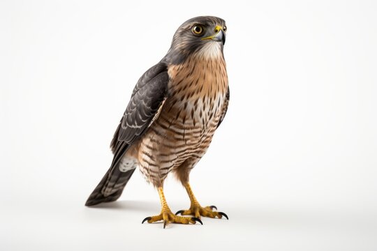 Sharp-shinned Hawk Accipiter striatus, blank for design. Bird close-up. Background with place for text