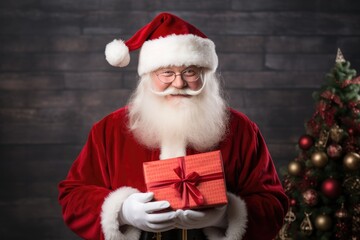 Satisfied Santa Claus with gifts