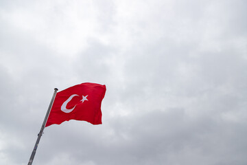 Turkish Flag on a Cloudy Sky