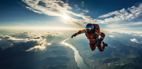 Plunging through the atmosphere, a skydiver experiences the rush.