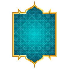 Luxury golden blue islamic royal title frame arabic style text box banner clipart