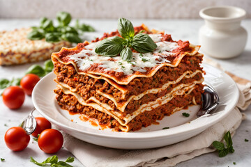 lasagna with meat in a plate