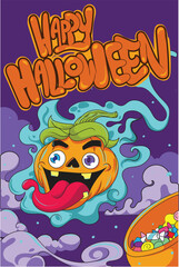 Halloween hand drawn invitation or greeting Cards