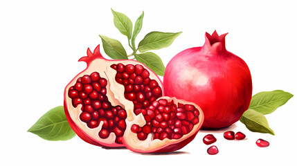 hand drawn cartoon fresh red pomegranate illustration
