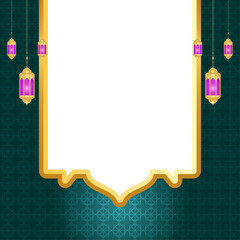  luxury islamic arch background with decorative ornament pattern and lamp ramadan kareem calligraphy