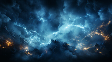Naklejka na ściany i meble Background of lightning strikes above the clouds